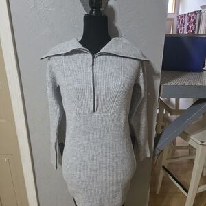 Gray Knit Sweater Dress